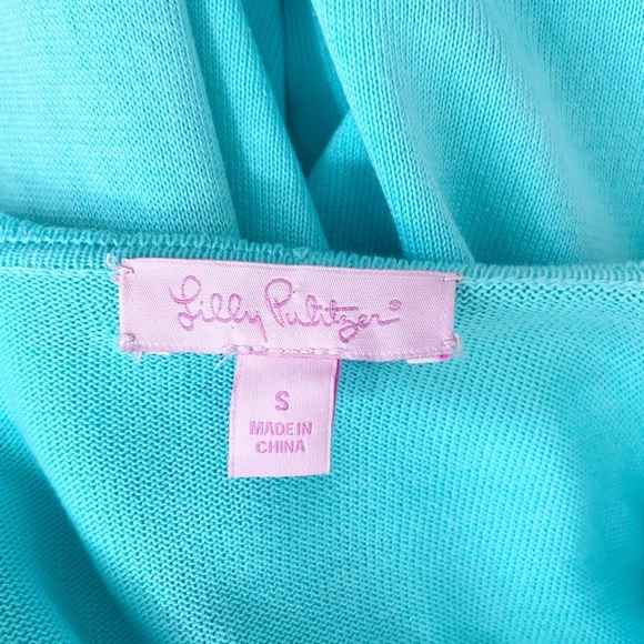 Lily Pulitzer 100% Cotton Blue Ruffle Cardigan Size Small - Picture 13 of 16